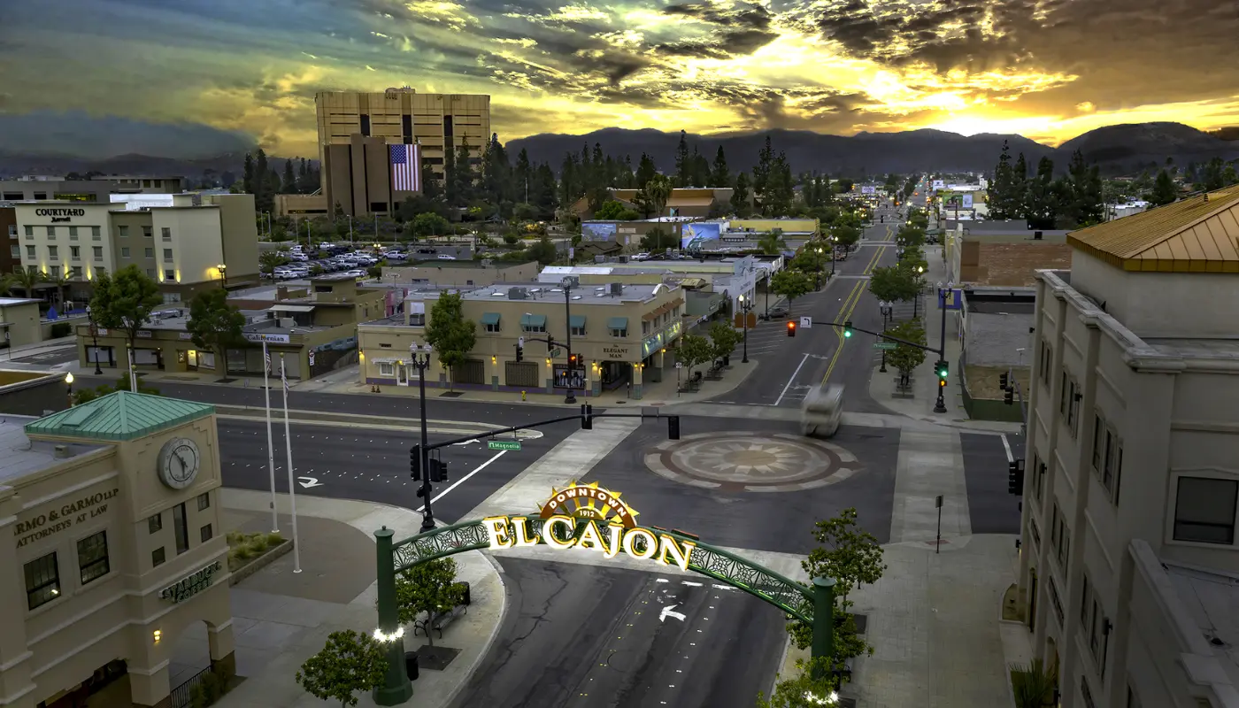 Downtown El Cajon arch sign on Main Street in El Cajon, CA